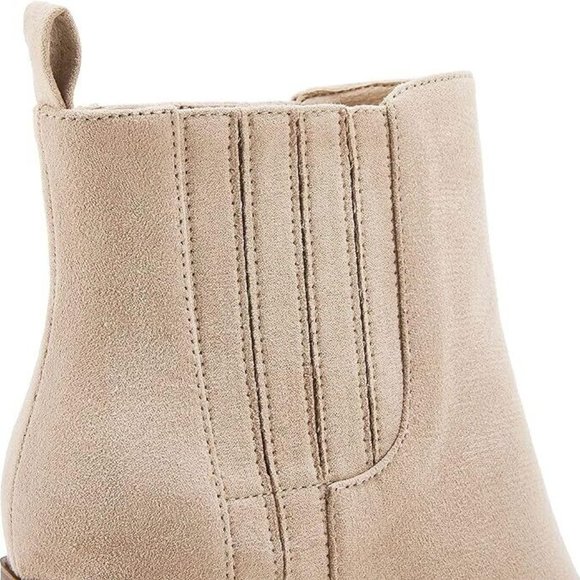 Womens Pointed Toe Ankle Booties Chunky Stacked Block Mid Heel Western New - Picture 3 of 8